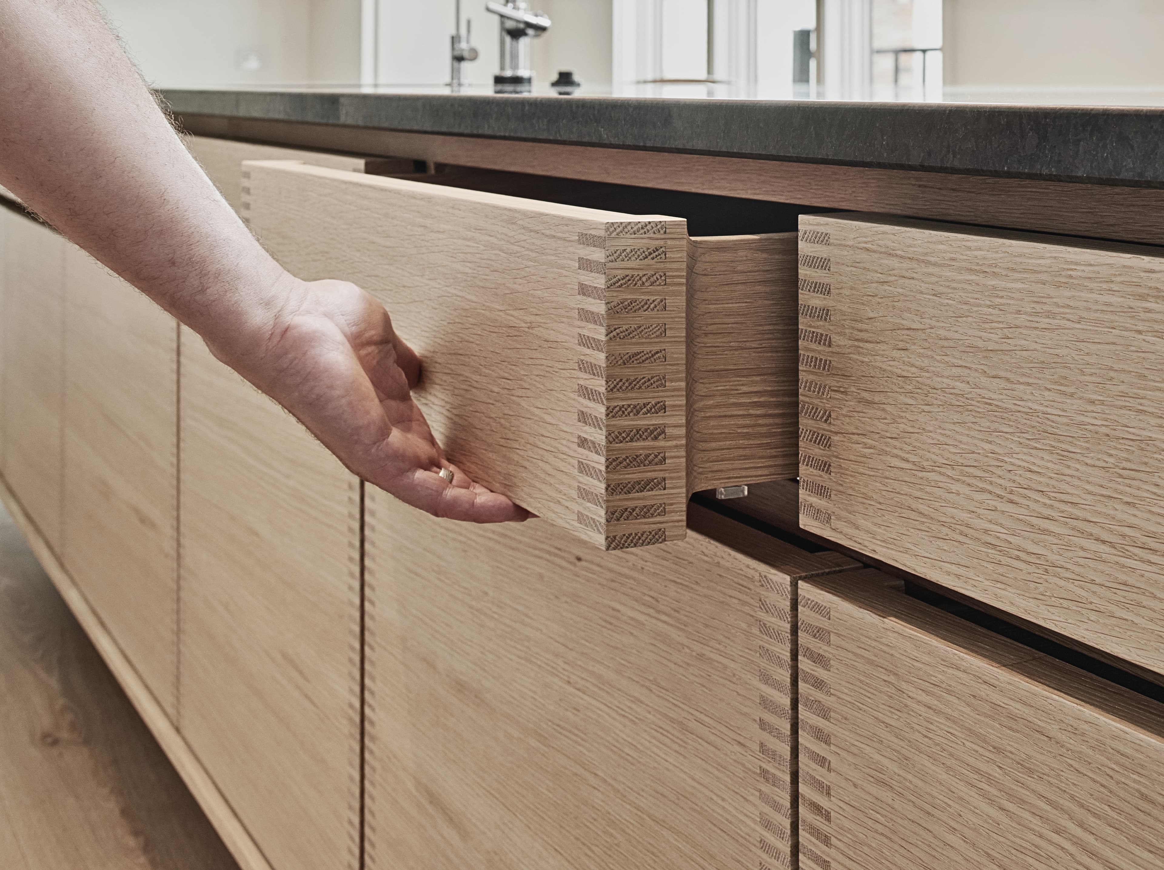 Bespoke custom cabinetry in Danish Dovetail: Danish Dovetail Drawer Side