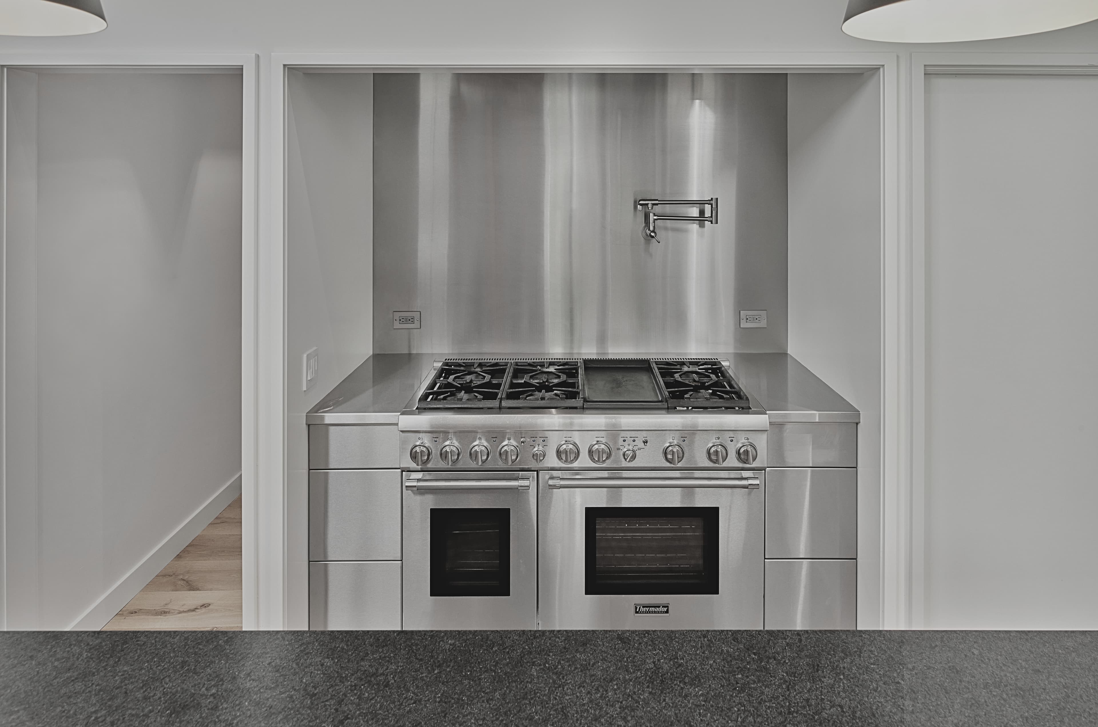 Bespoke custom cabinetry in Danish Dovetail: Modern Stainless Steel Cabinet