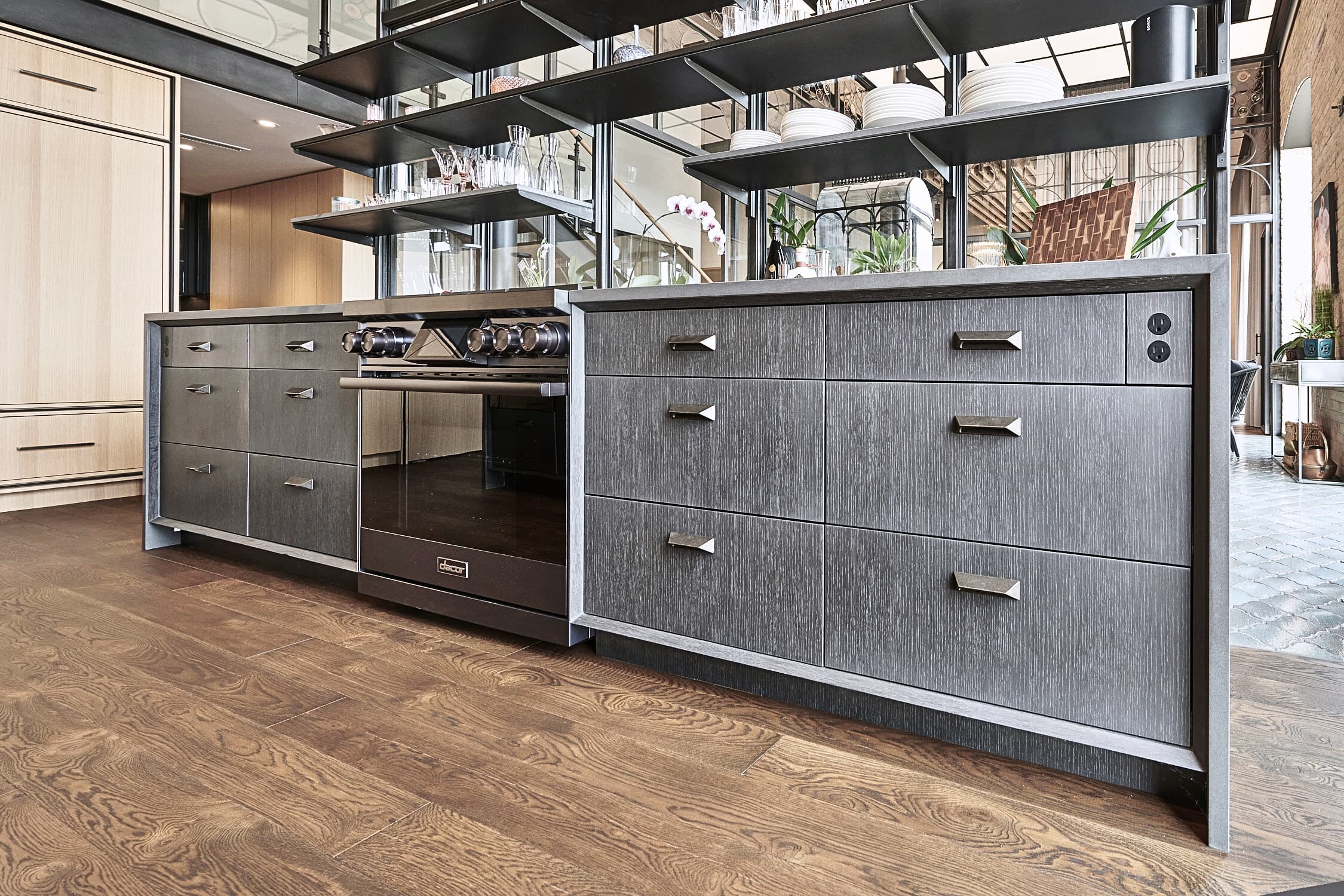 Bespoke custom cabinetry in Nordic Modern: Charcoal Ash Island
