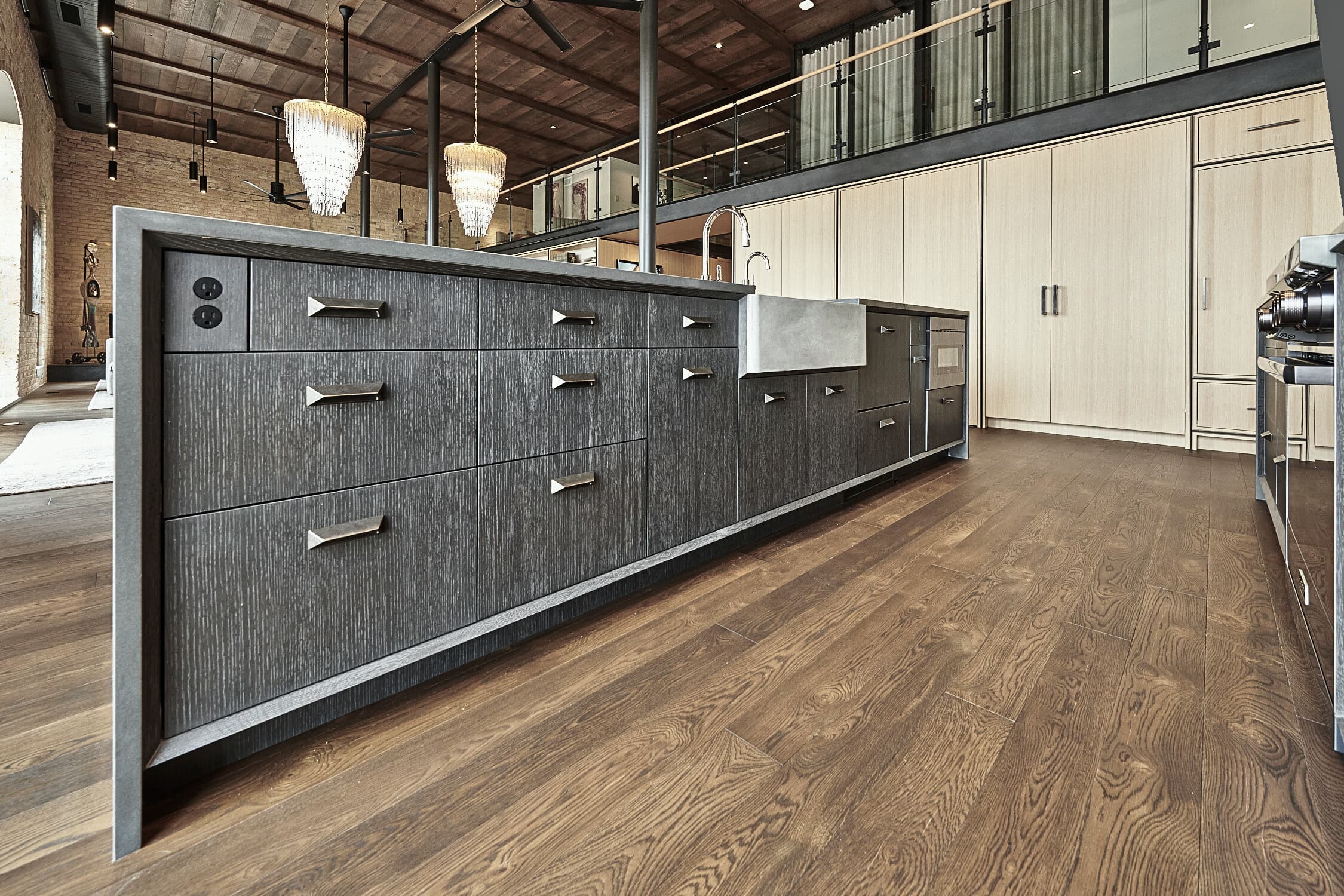 Bespoke custom cabinetry in Nordic Modern: =charcoal Ash Farm Sink