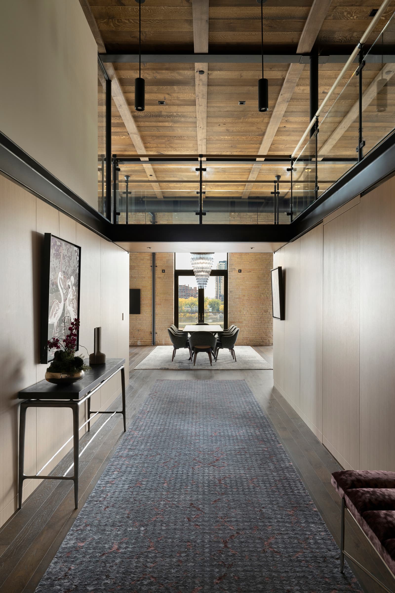 Bespoke custom cabinetry in Nordic Modern: Custom Wood Paneling Hallway 001