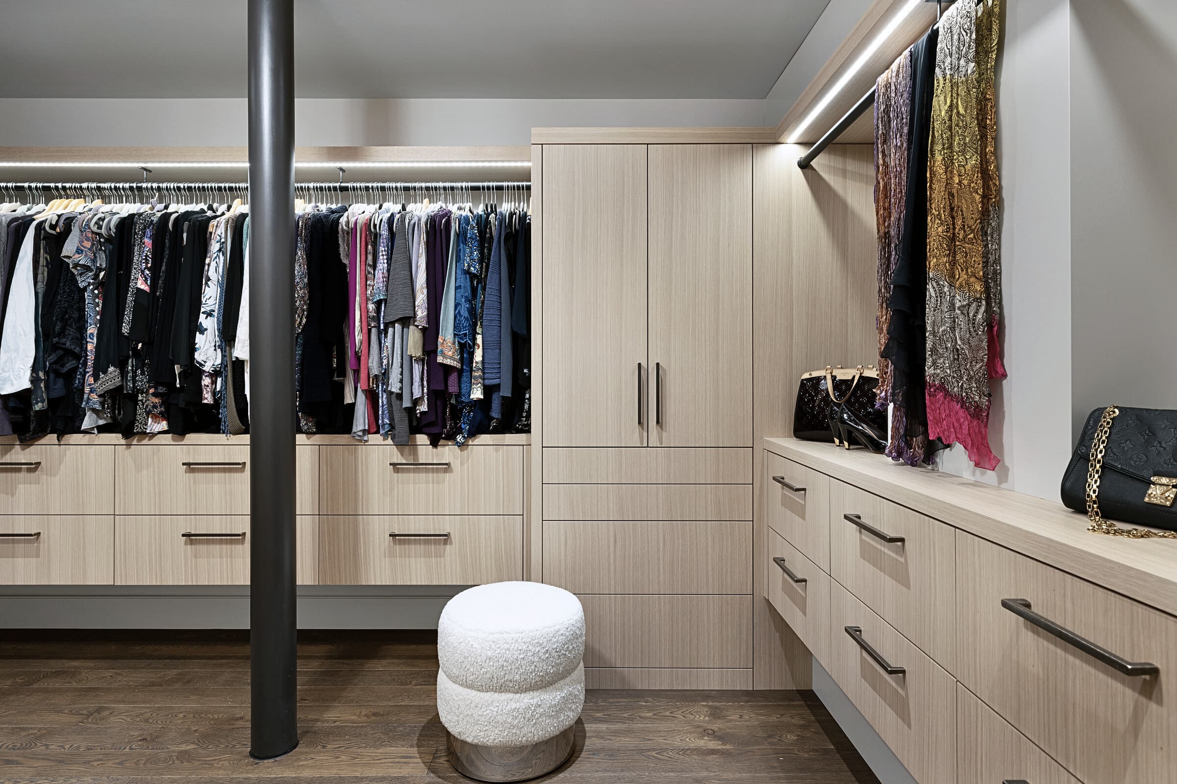 Bespoke custom cabinetry in Nordic Modern: Custom Oak Walk In Closet 052 Edited