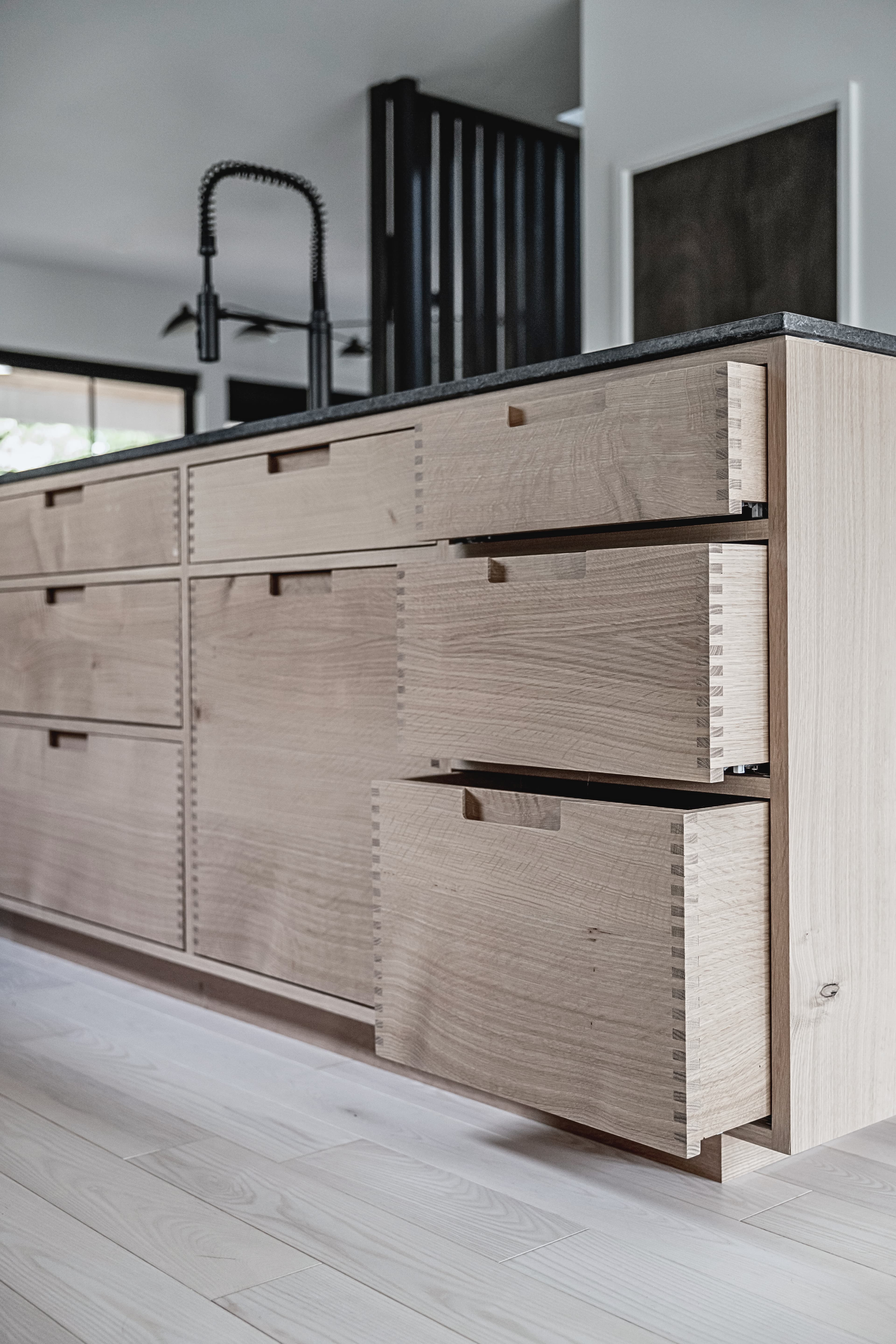 Bespoke custom cabinetry in Urban Oasis: Exposed Box Joint Drawer