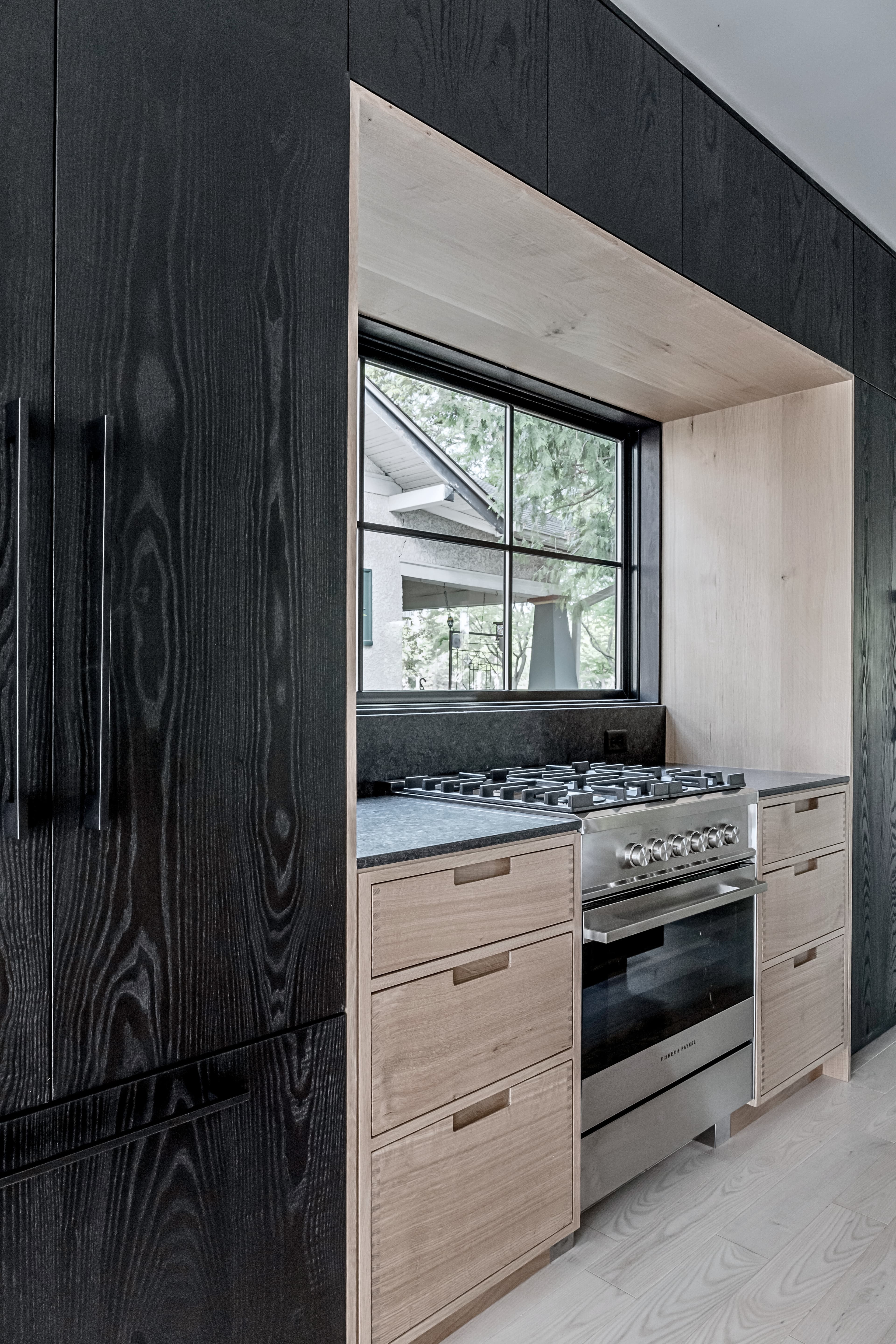 Bespoke custom cabinetry in Urban Oasis: Charcoal Ash Appliance Panels
