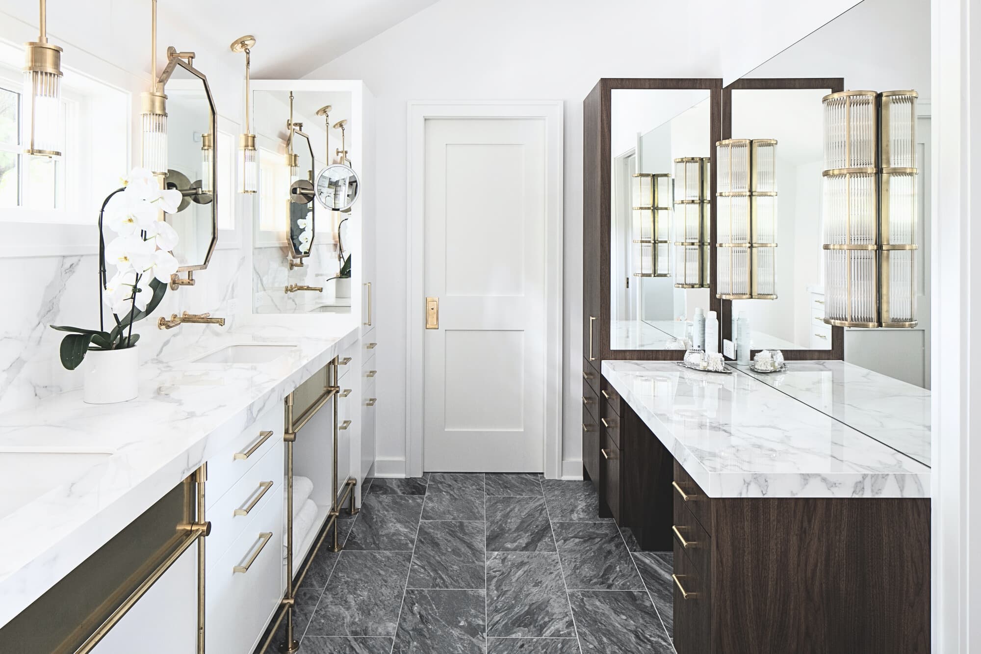 Bespoke custom cabinetry in Grove Sessions: White Walnut Dual Vanity 312 Edited