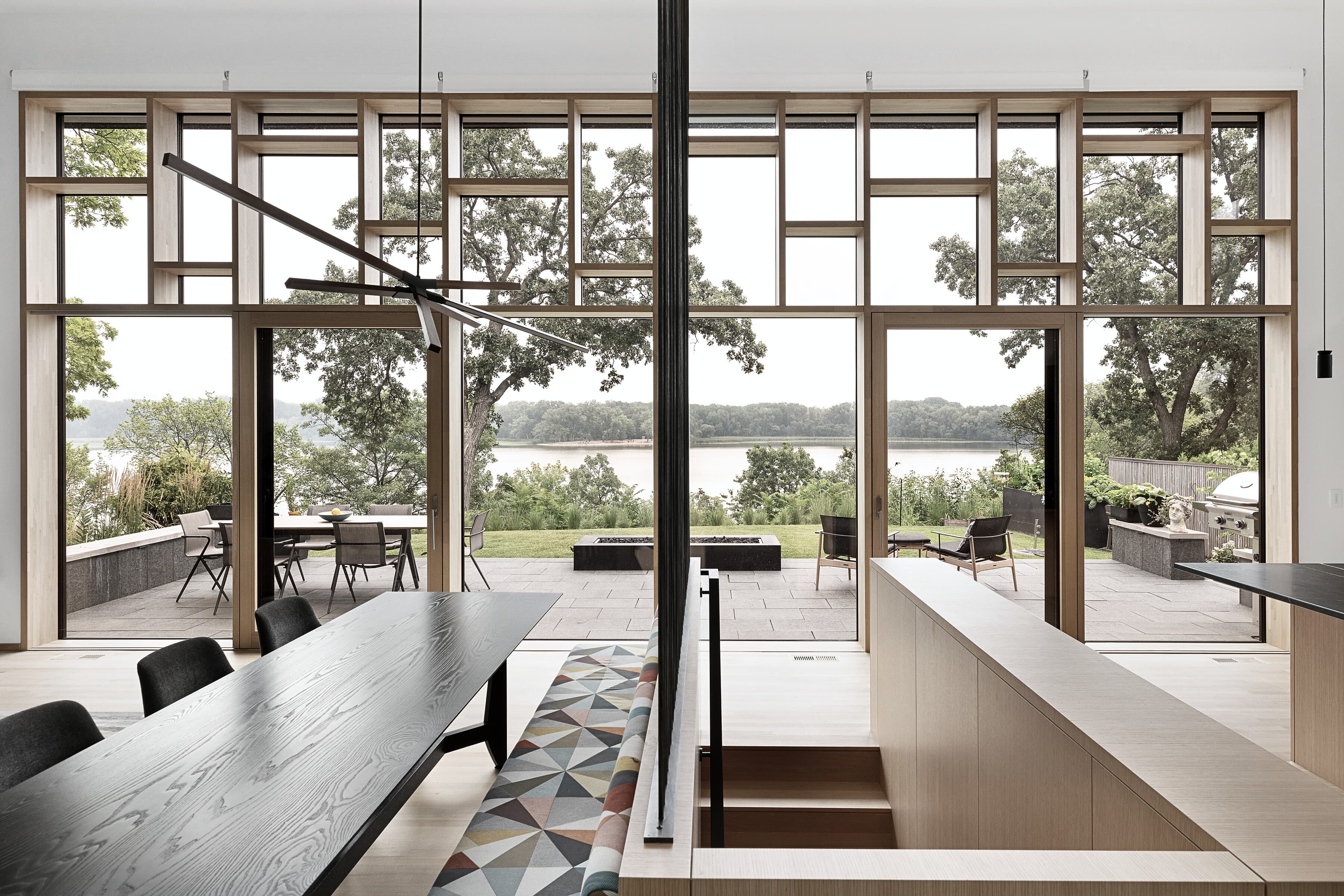 Bespoke custom cabinetry in Lake Effect: Custom Wood Window Wall 037 Edited
