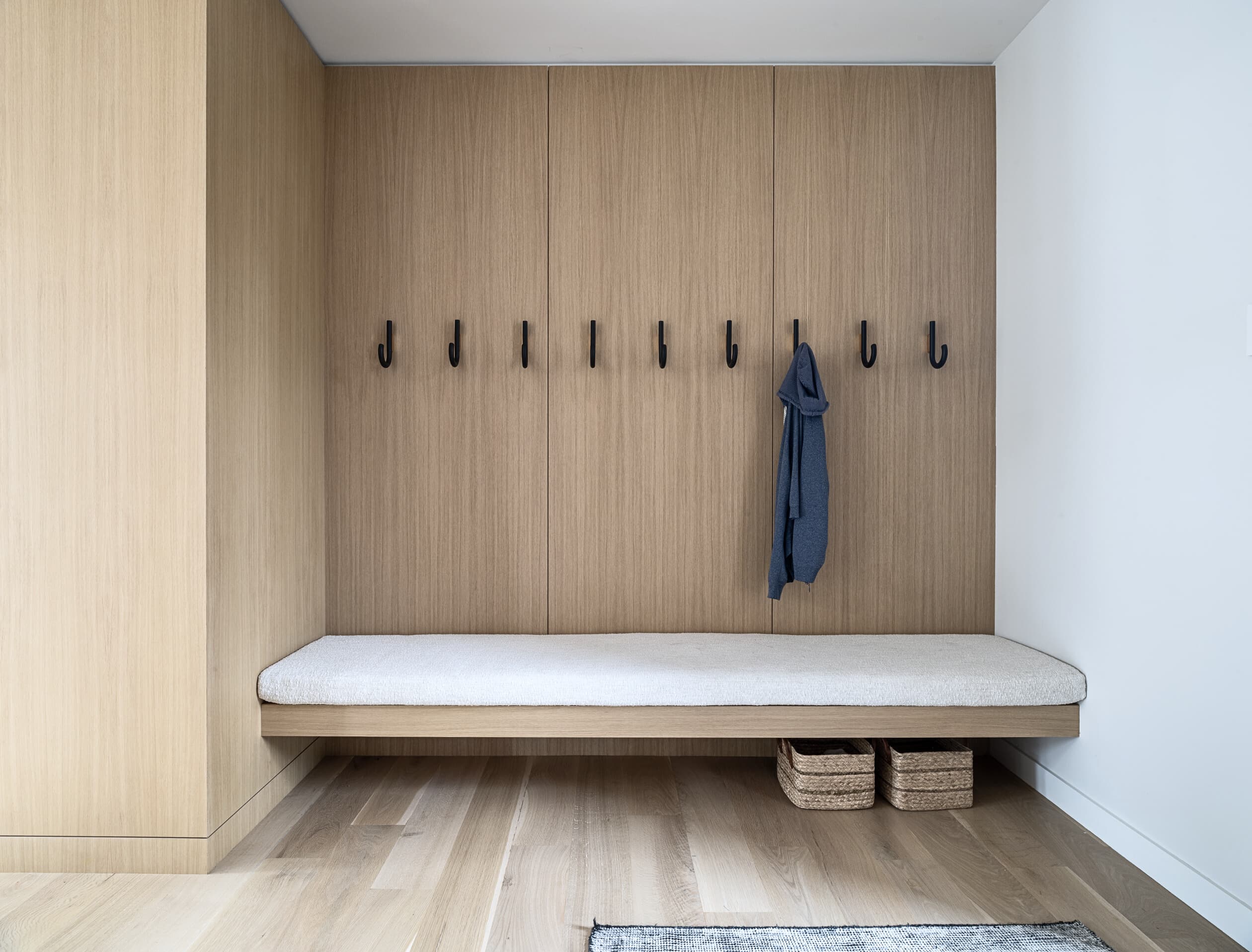 Bespoke custom cabinetry in Pool Vault: Rift White Oak Wall Cladding