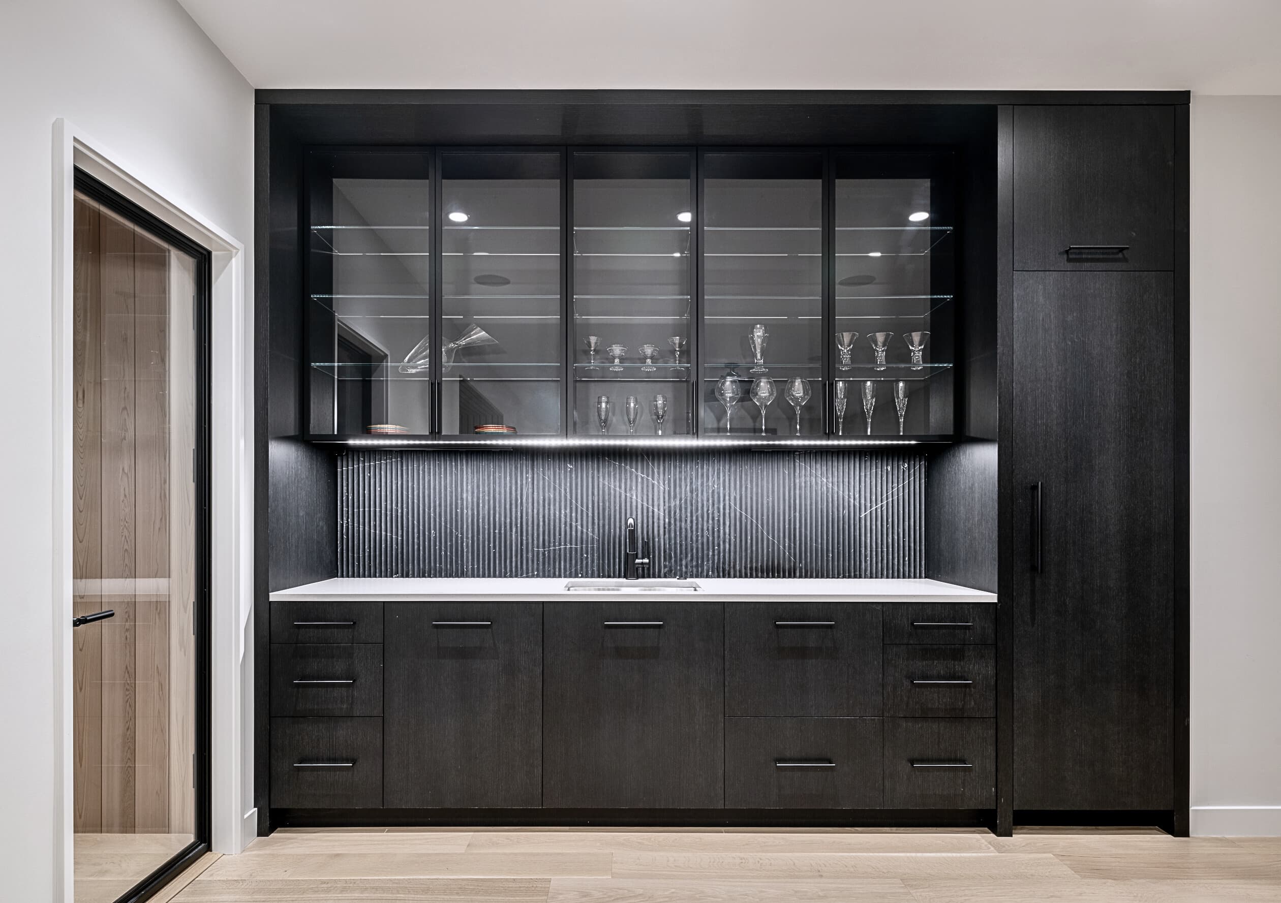 Bespoke custom cabinetry in Pool Vault: Charcoal Oak Bar