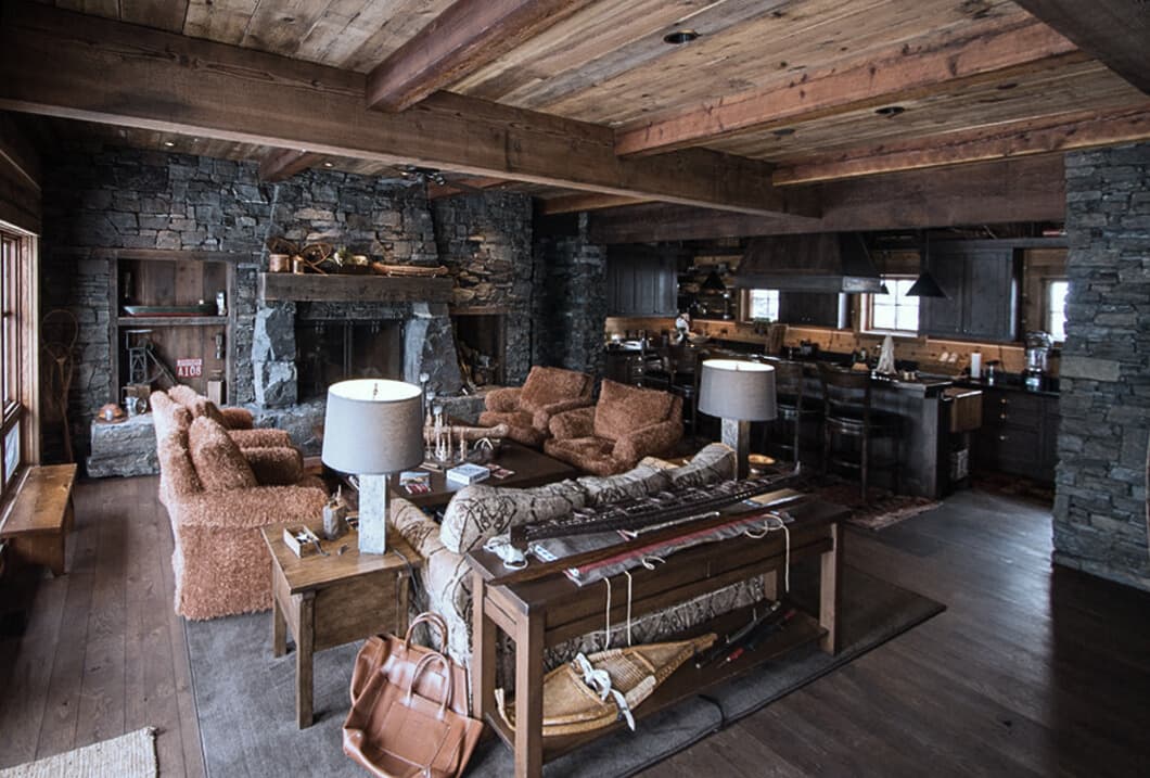 Bespoke custom cabinetry in Cab Fare: Rustic Lodge Living Kitchen Cab 05 Edited
