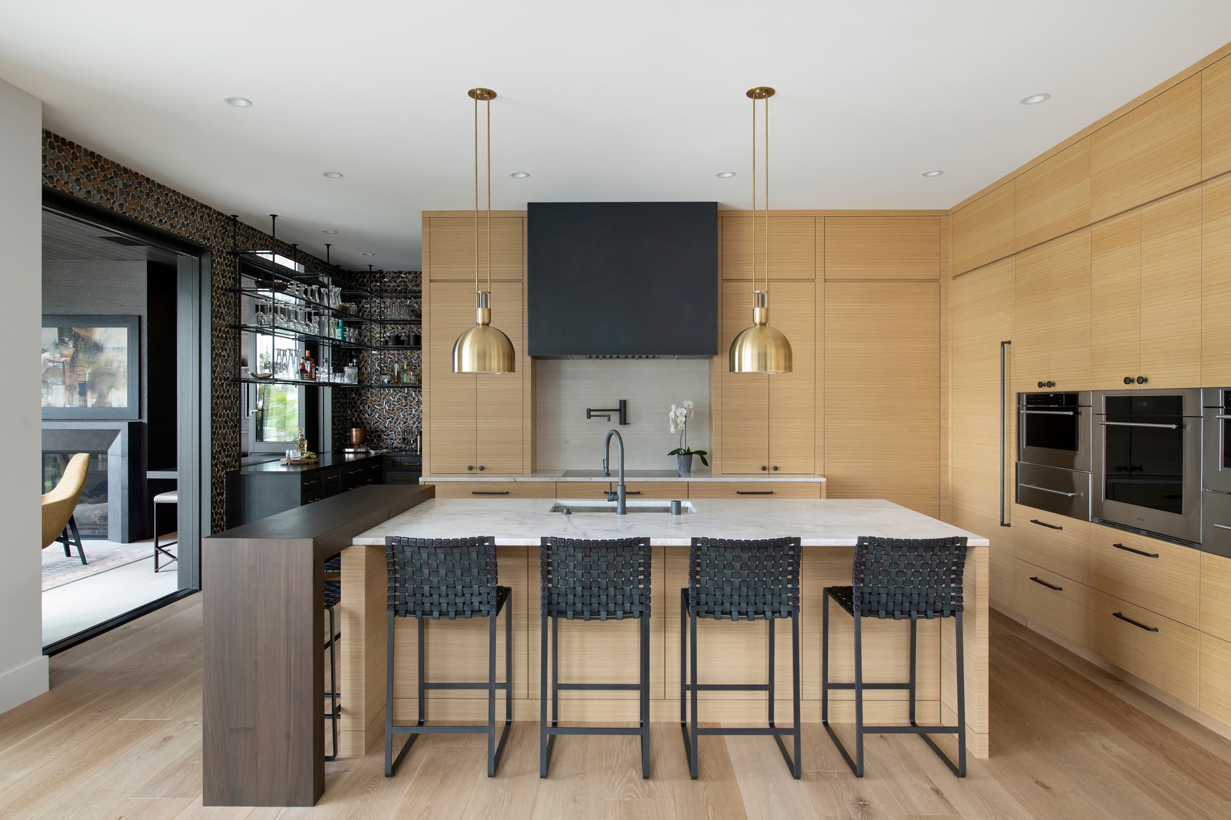 Bespoke custom cabinetry in Lakeside Grove: Oak Kitchen Island Marble 044